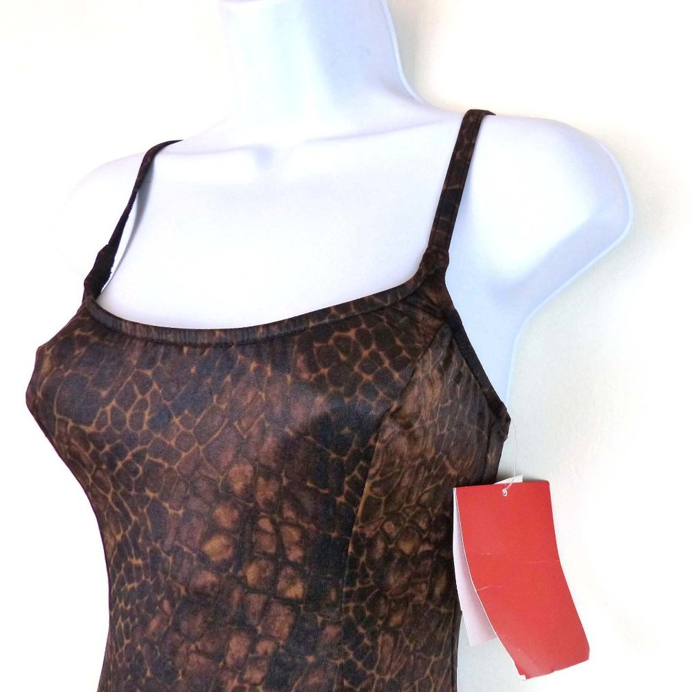 Cole of California VTG 90s Snake Brown Skirted Swim Suit One Piece Women 8 NWT - Picture 7 of 12